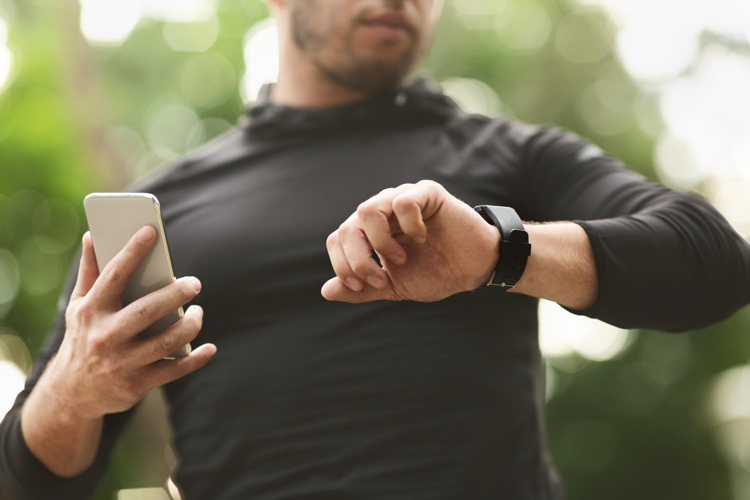 Person checking wearable health data